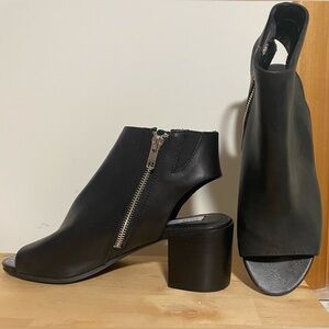 Open toe, open heel black heeled sandals